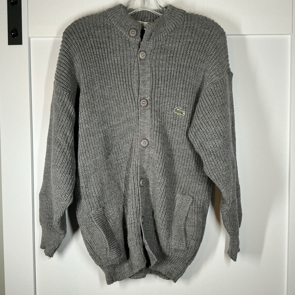 Vintage Lacoste Chemise French Lacoste wool acrylic knit‎ cardigan Chunky Medium
